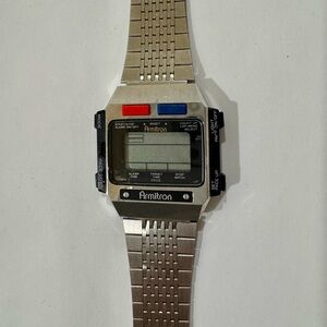 Vintage Armitron Silver Watch with Red and Blue Details. As-is